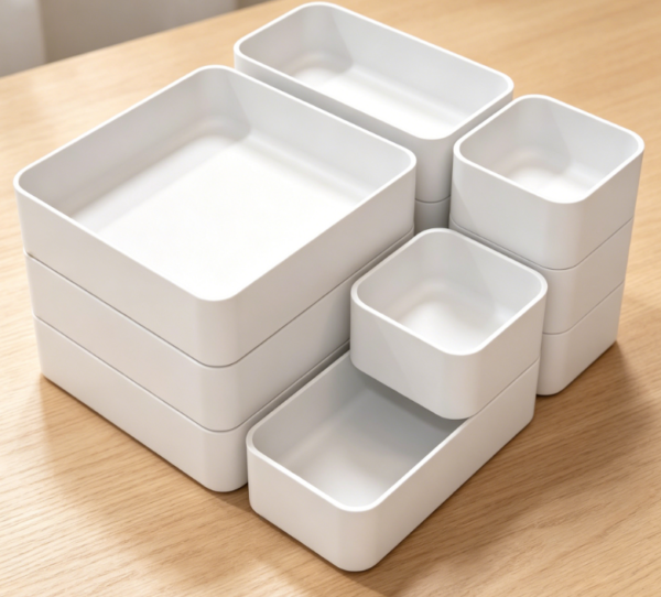 11-Piece Stackable Drawer Organizer Set | Multi-Size Clear Trays | Stationery Sorting Bins