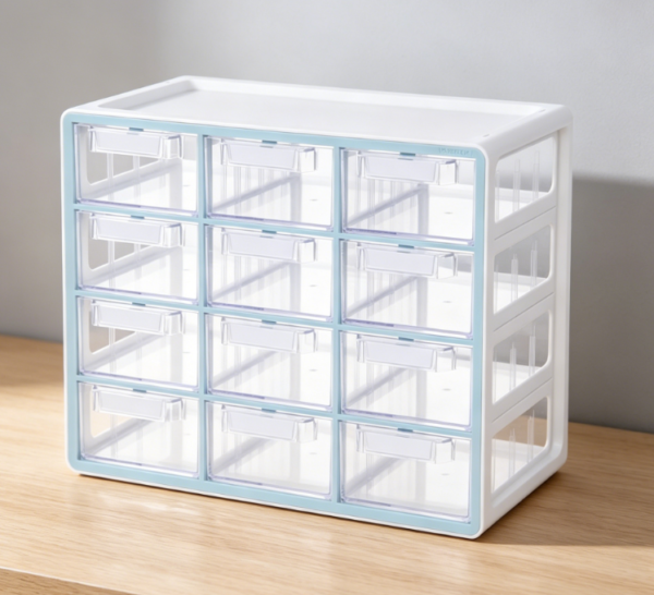 Large 12-Drawer Storage Cabinet | Stackable Clear Organizer Unit | Storage for Stationery, Office Supplies, & Crafts
